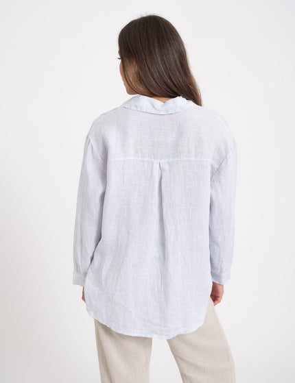 TILTIL Mia Linen Blouse light Blue Stripe One Size - Things I Like Things I Love