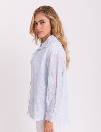 TILTIL Mia Linen Blouse light Blue Stripe One Size - Things I Like Things I Love