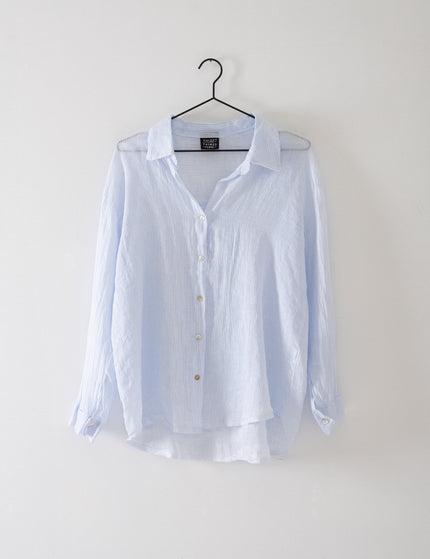 TILTIL Mia Linen Blouse light Blue Stripe One Size - Things I Like Things I Love