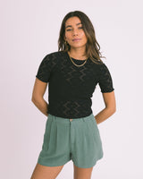 TILTIL Mies See-through Top Black