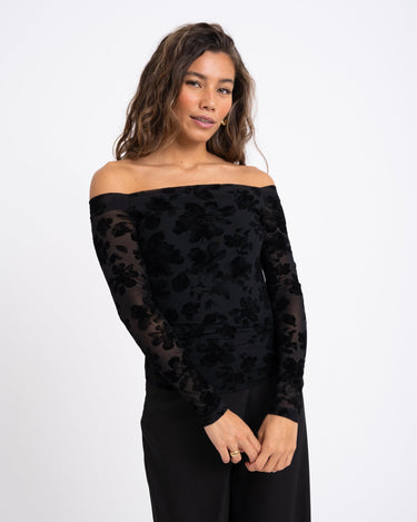 TILTIL Mikey Mesh Flower Longsleeve Black - Things I Like Things I Love