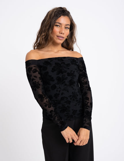 TILTIL Mikey Mesh Flower Longsleeve Black - Things I Like Things I Love