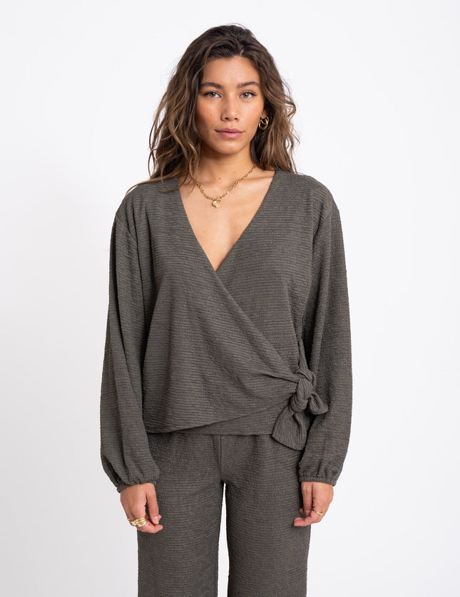 TILTIL Mila Wrap Top Army Green - Things I Like Things I Love