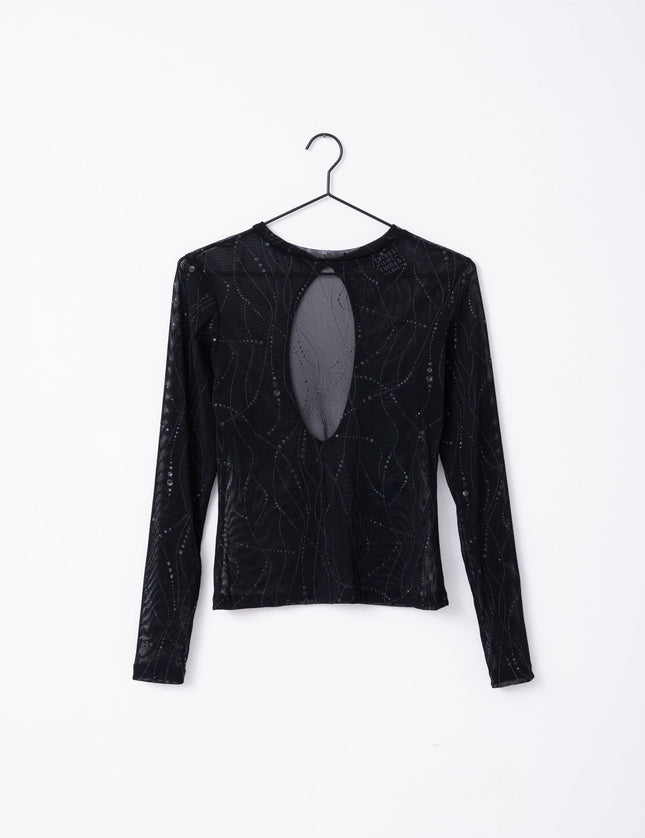 TILTIL Milou Longsleeve Open Back Black Mesh - Things I Like Things I Love