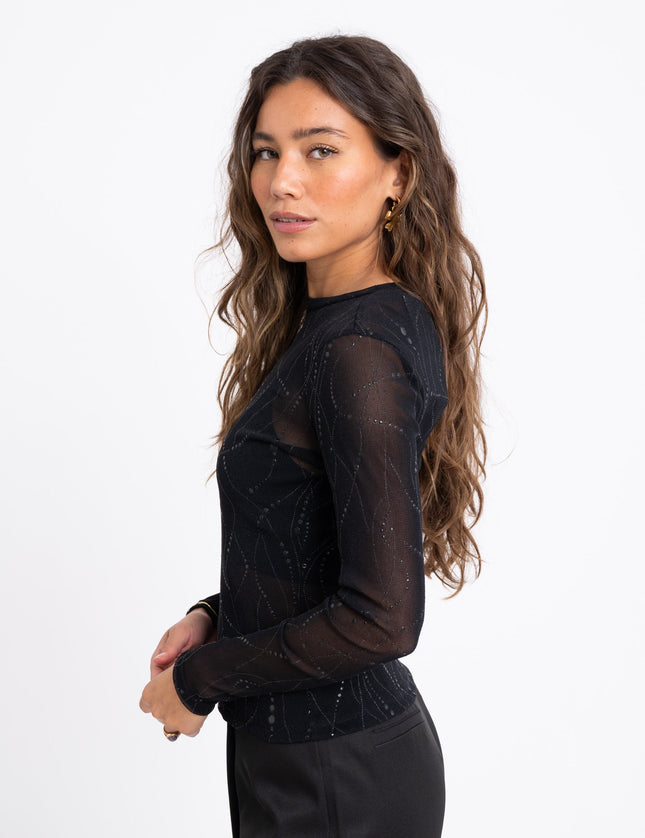 TILTIL Milou Longsleeve Open Back Black Mesh - Things I Like Things I Love