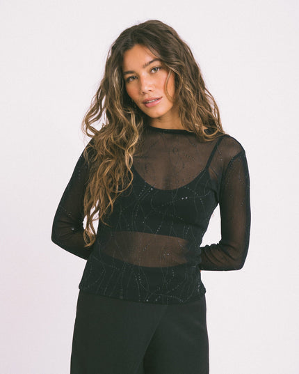 TILTIL Milou Longsleeve Open Back Black Mesh - Things I Like Things I Love