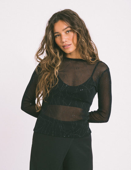 TILTIL Milou Longsleeve Open Back Black Mesh - Things I Like Things I Love