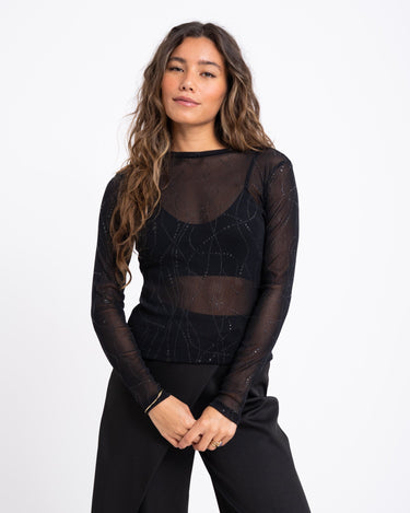 TILTIL Milou Longsleeve Open Back Black Mesh - Things I Like Things I Love