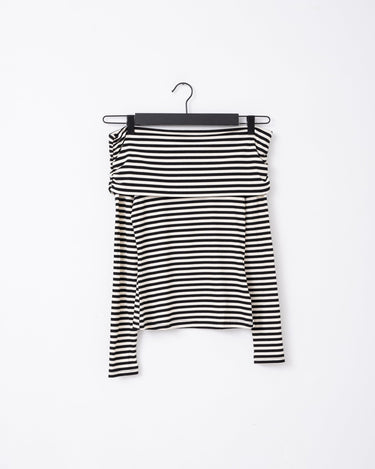 TILTIL Milou Off - Shoulder Striped Top Black White - Things I Like Things I Love