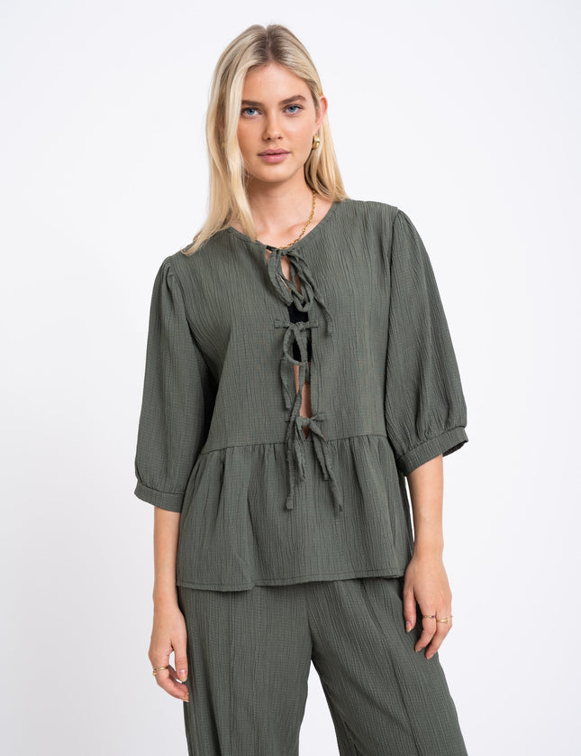 TILTIL Miriam Blouse Tie Army - Things I Like Things I Love