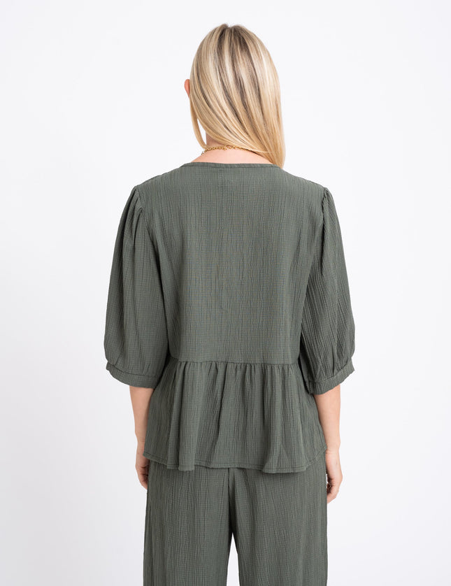 TILTIL Miriam Blouse Tie Army - Things I Like Things I Love