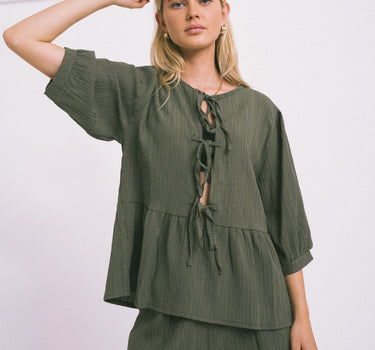 TILTIL Miriam Blouse Tie Army - Things I Like Things I Love