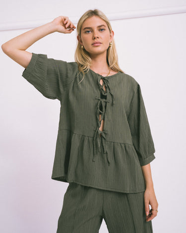 TILTIL Miriam Blouse Tie Army - Things I Like Things I Love