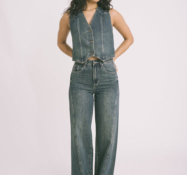 TILTIL Missy Blue Green Wash Relaxed Seam Jeans - Things I Like Things I Love