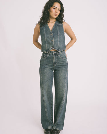 TILTIL Missy Blue Green Wash Relaxed Seam Jeans - Things I Like Things I Love