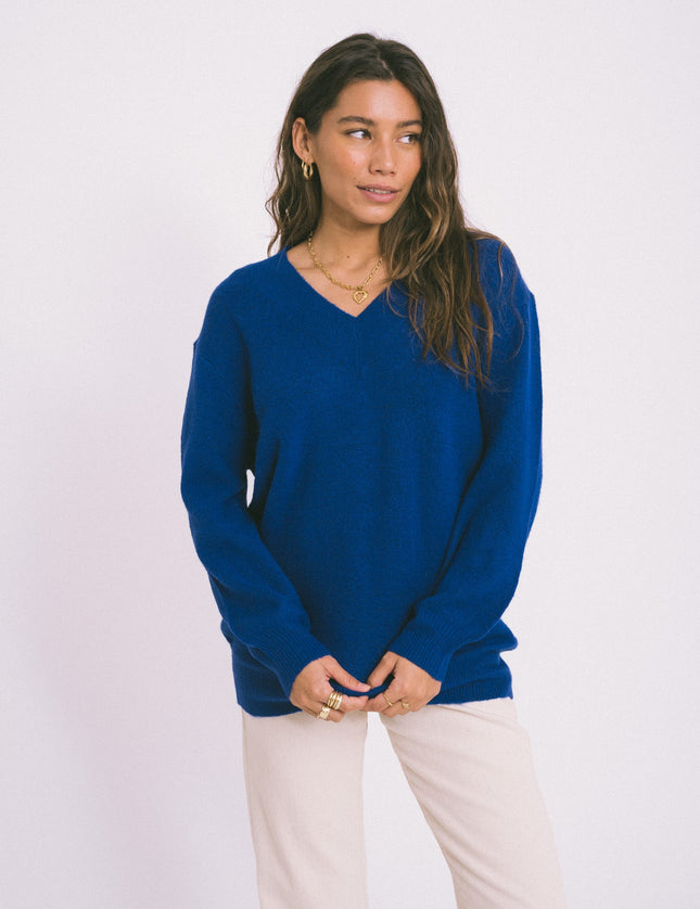 TILTIL Mommo V - neck Knit Cobalt - Things I Like Things I Love