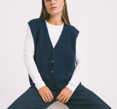 TILTIL Monica Gilet Melange Blue One Size - Things I Like Things I Love