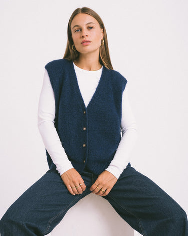 TILTIL Monica Gilet Melange Blue One Size - Things I Like Things I Love