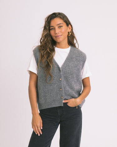 TILTIL Monica Gilet Melange Grey One Size - Things I Like Things I Love