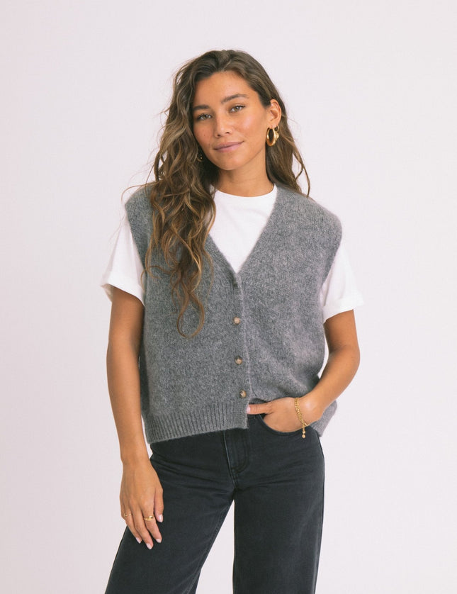 TILTIL Monica Gilet Melange Grey One Size - Things I Like Things I Love