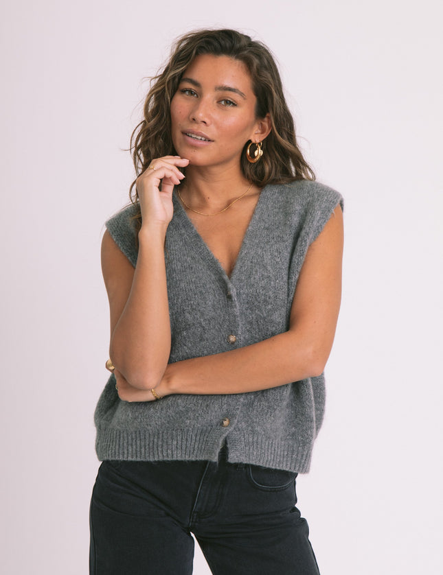 TILTIL Monica Gilet Melange Grey One Size - Things I Like Things I Love