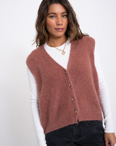 TILTIL Monica Gilet Melange Rose One Size - Things I Like Things I Love