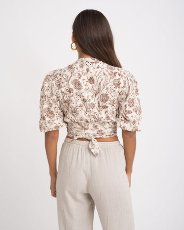 TILTIL Moony Top Embroidery Cream Brown - Things I Like Things I Love