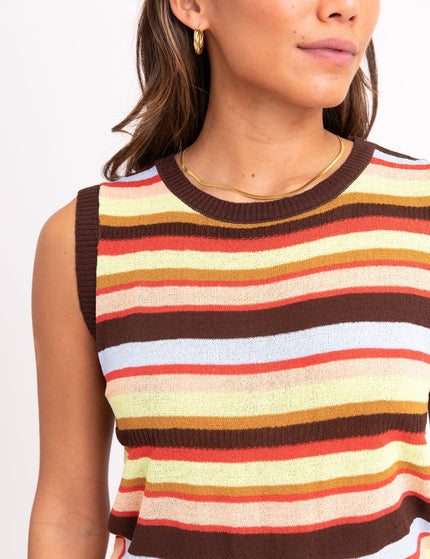 TILTIL Nathalie Stripe Knit Brown Blue Multi One Size - Things I Like Things I Love
