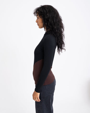 TILTIL Nela High Neck Longsleeve Black Brown - Things I Like Things I Love