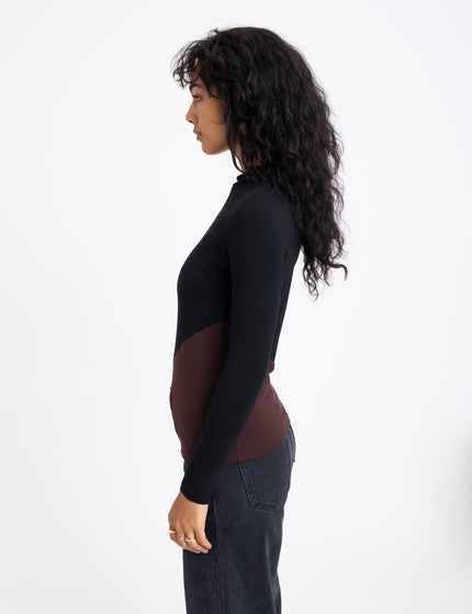 TILTIL Nela High Neck Longsleeve Black Brown - Things I Like Things I Love