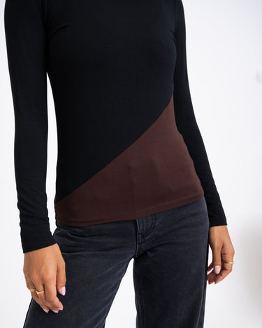 TILTIL Nela High Neck Longsleeve Black Brown - Things I Like Things I Love