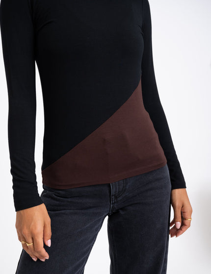 TILTIL Nela High Neck Longsleeve Black Brown - Things I Like Things I Love