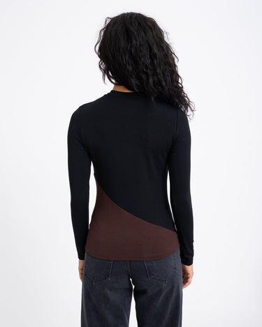 TILTIL Nela High Neck Longsleeve Black Brown - Things I Like Things I Love