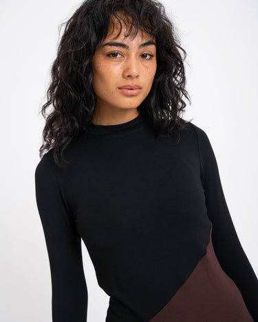 TILTIL Nela High Neck Longsleeve Black Brown - Things I Like Things I Love