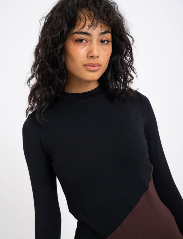 TILTIL Nela High Neck Longsleeve Black Brown - Things I Like Things I Love