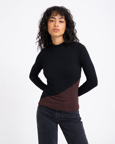 TILTIL Nela High Neck Longsleeve Black Brown - Things I Like Things I Love