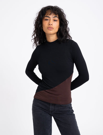 TILTIL Nela High Neck Longsleeve Black Brown - Things I Like Things I Love