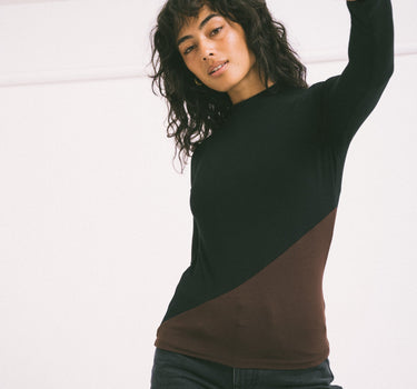 TILTIL Nela High Neck Longsleeve Black Brown - Things I Like Things I Love