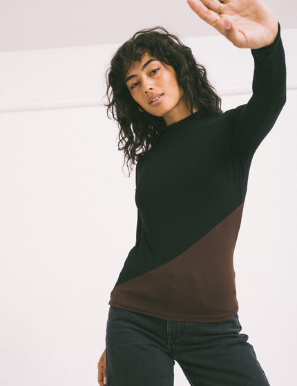 TILTIL Nela High Neck Longsleeve Black Brown - Things I Like Things I Love