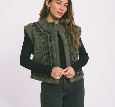 TILTIL Nomi Gilet Green Embroidery - Things I Like Things I Love