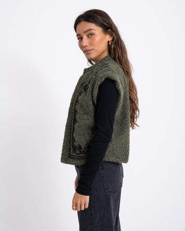 TILTIL Nomi Gilet Green Embroidery - Things I Like Things I Love