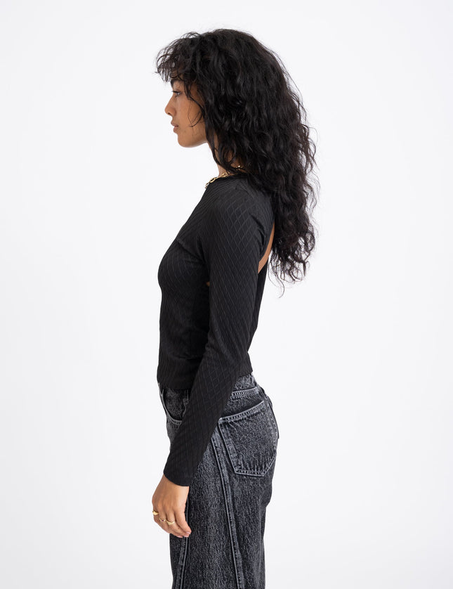 TILTIL Polly Open Back Structure Longsleeve Black - Things I Like Things I Love