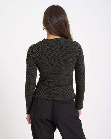 TILTIL Redda Longsleeve Knit Green Black Structure - Things I Like Things I Love