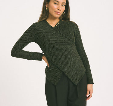 TILTIL Redda Longsleeve Knit Green Black Structure - Things I Like Things I Love