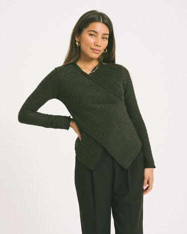 TILTIL Redda Longsleeve Knit Green Black Structure - Things I Like Things I Love