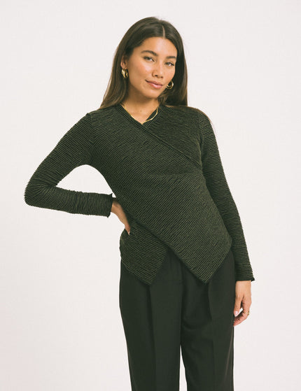 TILTIL Redda Longsleeve Knit Green Black Structure - Things I Like Things I Love