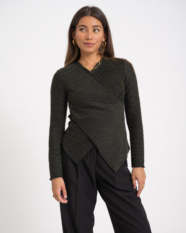 TILTIL Redda Longsleeve Knit Green Black Structure - Things I Like Things I Love