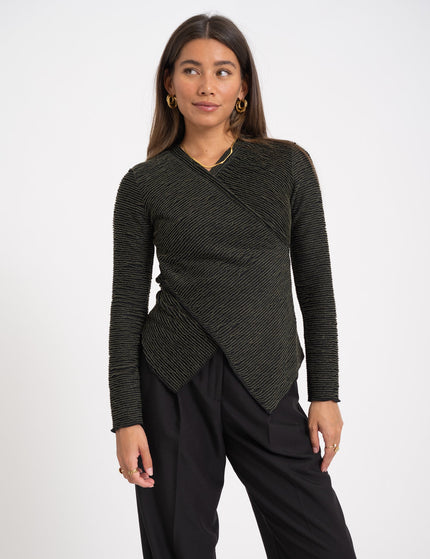 TILTIL Redda Longsleeve Knit Green Black Structure - Things I Like Things I Love