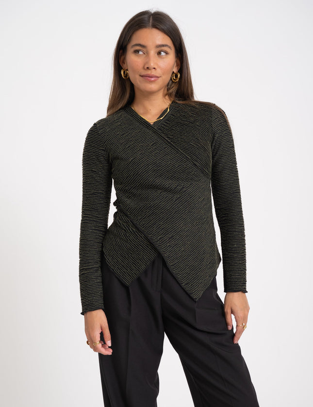 TILTIL Redda Longsleeve Knit Green Black Structure - Things I Like Things I Love