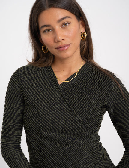 TILTIL Redda Longsleeve Knit Green Black Structure - Things I Like Things I Love